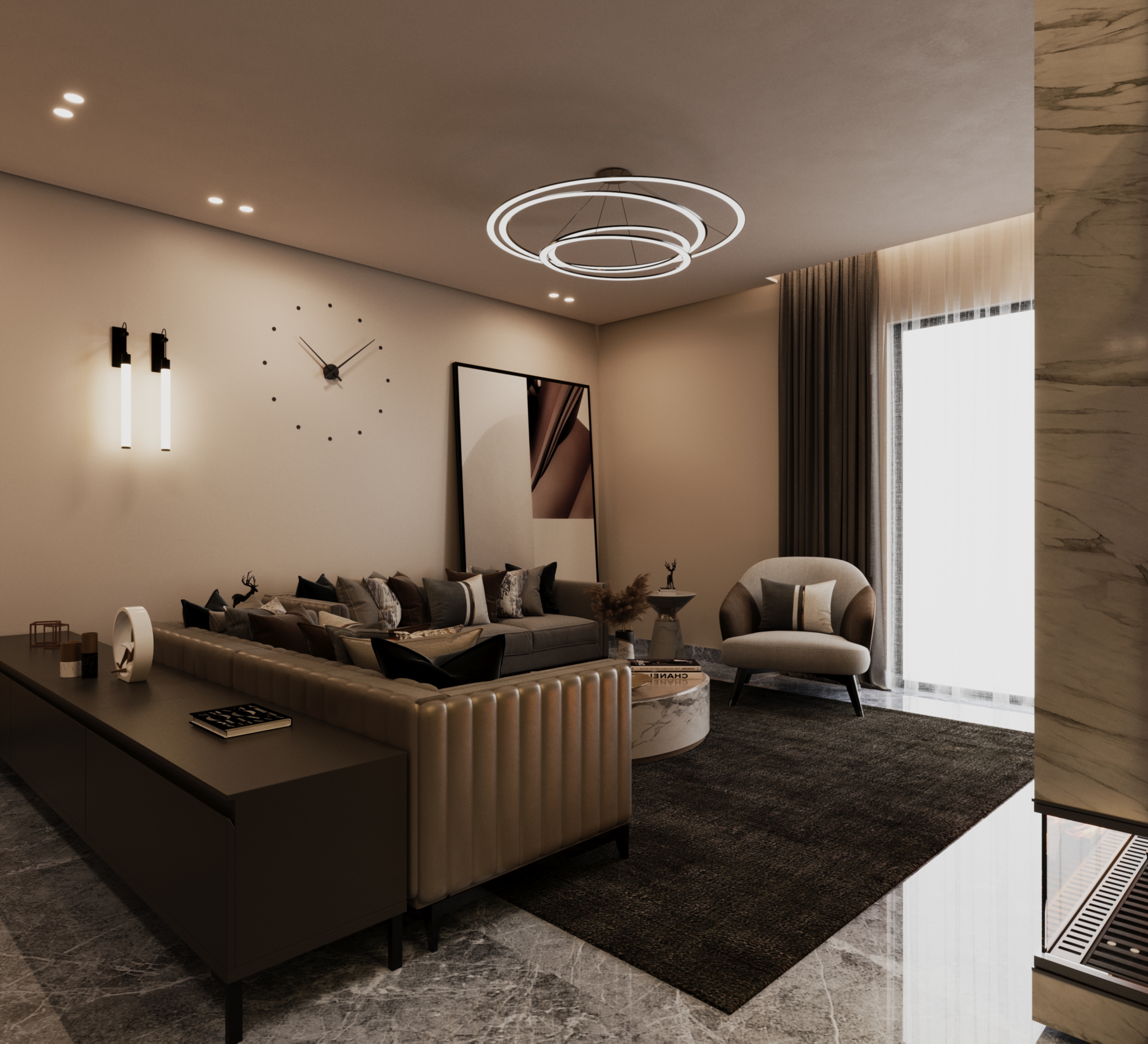 Residential Project : Living Room , Master Bedroom